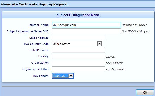 Destination Signaling Groups: Select Add to enter the proper Signaling Group this Routing Table should send calls to Generate Certificate Request TLS is required for Office 365 connections.