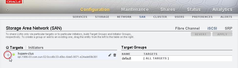 Figure 10. Oracle ZFS Storage Appliance BUI - Create iscsi Target dialog window Click OK to confirm the entries. 4.