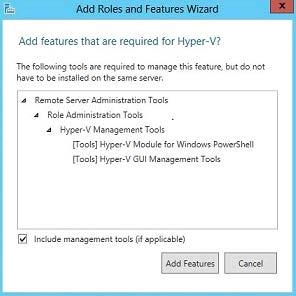 Figure 39. Microsoft Windows Server 2012 R2 adding Hyper-V required features 8.