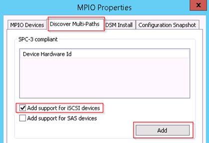 13. Repeat the same configuration process on the second Hyper-V host. Configuring MPIO for iscsi Devices Support To configure MPIO to add support for iscsi devices, follow these steps: 1.