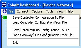 PROGRAM MENU OPTIONS 5 5 PROGRAM MENU OPTIONS 5.1 FILE MENU This menu allows Loading from/saving to File Controller or Subnet16 Gateway/Hub configurations.