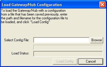 PROGRAM MENU OPTIONS 5 Gateway/Hub Later, you can restore the Subnet16 configuration (or load the stored configuration onto a different Subnet16 network) by clicking File Load Gateway/Hub