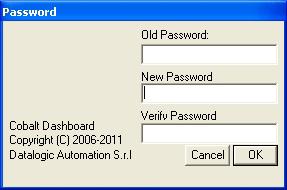 5 COBALT DASHBOARD REFERENCE MANUAL 5.3.4 Change/Set Login Password To password protect the Cobalt Dashboard, click Tools and select Change/Set Login Password.