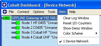 5 COBALT DASHBOARD REFERENCE MANUAL 5.5 VIEW MENU 5.5.1 Clear Log Window This item removes all data in the Cobalt Dashboard Log Window. 5.5.2 Show