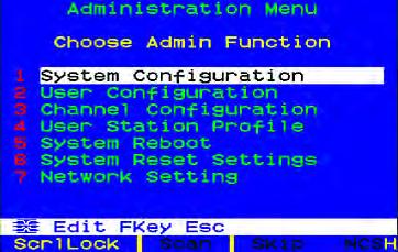 Chapter 7: Operation - Administrator Functions 2. Press F5. The Administration Menu appears. 3.