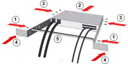 Secure the cable-support bar to the front end of the side brackets, near the side brackets' ears, using two of the included screws. 2.