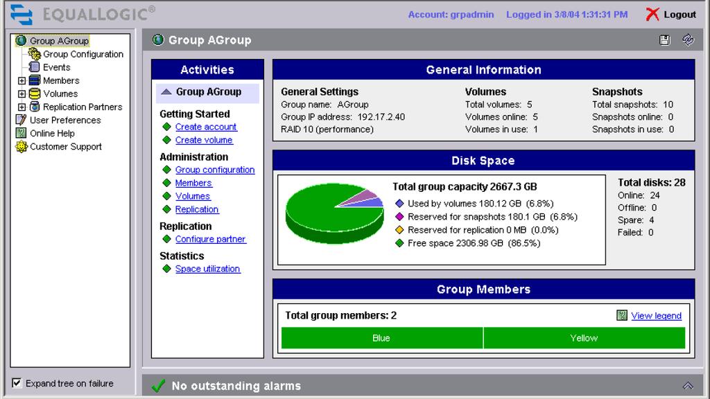 Use the Group Manager GUI or CLI to manage a group. Access the GUI from a web browser by connecting to the group IP address.