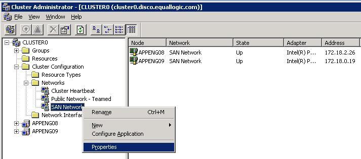 and select Properties. If you are not using multipath I/O, you have completed the network configuration modifications.