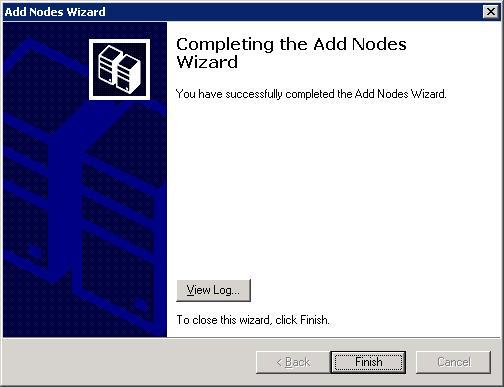 7. The wizard will start to add the node to the cluster. The Adding Nodes to the Cluster dialog box appears, showing the progress. If errors are found, a condition will be flagged.