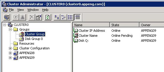 the following figure. Cluster Administrator Owner Change 4. Repeat the previous steps for each group object.