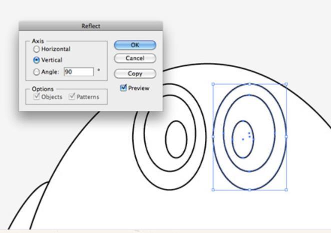 Draw a basic foot using three angled ovals. Merge them all together with the Pathfinder palette, copy, flip and position a duplicate on the other side.