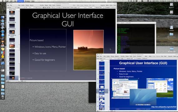 Graphical user interface User performs tasks using the software s graphical elements (eg.