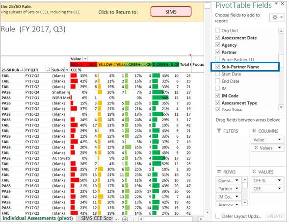 b. Moving Fields (Pivotable option): Users also have the ability to move fields directly from the pivot table.