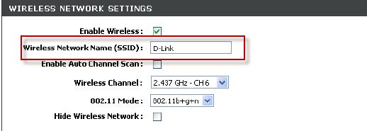 On D-Link DSL routers(inc some DSL-3780)s Go to the "Setup" tab at the top, then "Wireless Settings" on the left.