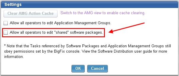If you designate a package as Shared, be aware that this package cannot be edited by all console operators.