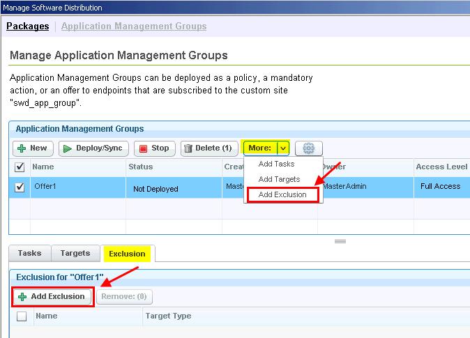 Figure 41. Adding an exclusion The Add an Exclusion dialog opens. 3. Select one computer group from the list of available computer groups.