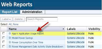App-V Application Usage Report Data is retrieved from the Web Reports server.