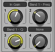 of the knob s status. Look, for example, at a Quick Key controlling an EQ plugin. Note the circle surrounding the knob.