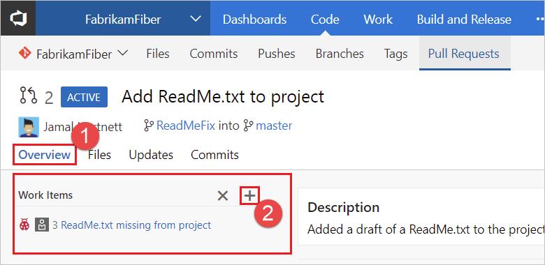 2. Select the add icon in the Work Items area. 3. Enter the ID of the work item or search for work items with titles that match your text. Select the work item from the list that appears.