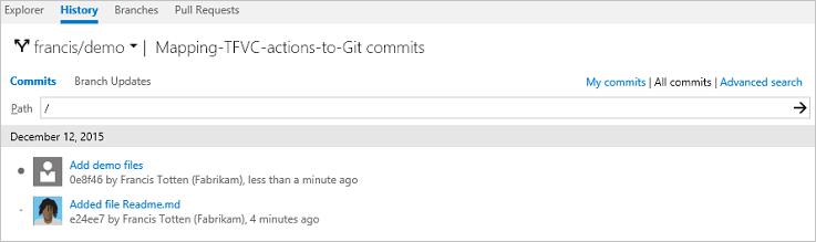 git log --oneline For a detailed, view, use: git log As shown above, git log lists the author, email, date written and the commit SHA-1 checksum.