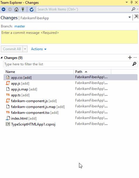 NOTE The Team Explorer Changes view had Included Files and Excluded Files sections before Visual Studio 2015 Update 2.