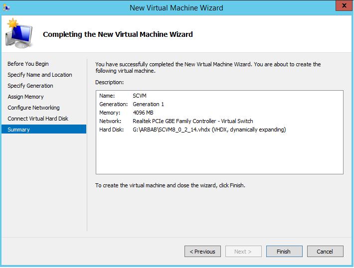 8) Review the New Virtual Machine Wizard settings, and click on Finish.