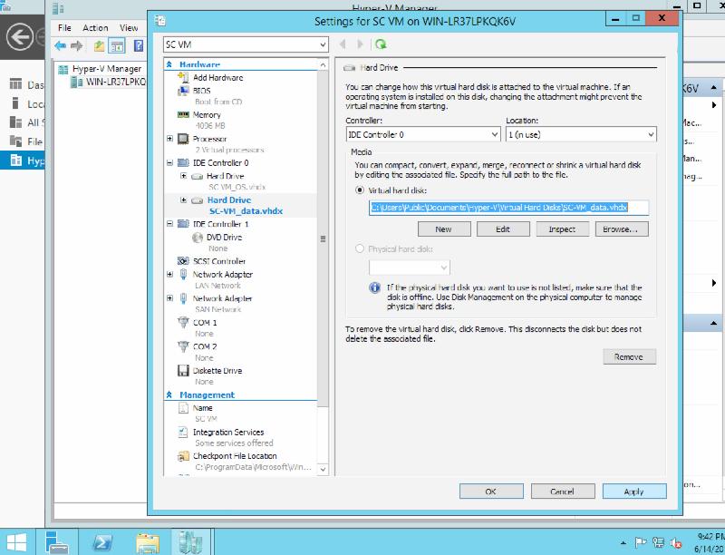 Depending on the size of the virtual hard disk created, it may take a while for the Hyper-V to initialize the disk. This occurs only once.