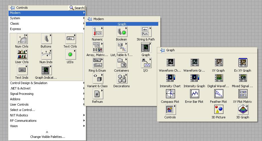 LabVIEW Front Panel (the GUI) Right mouse