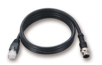 Ethernet cable with IP67-rated 4-pin male D-coded M12