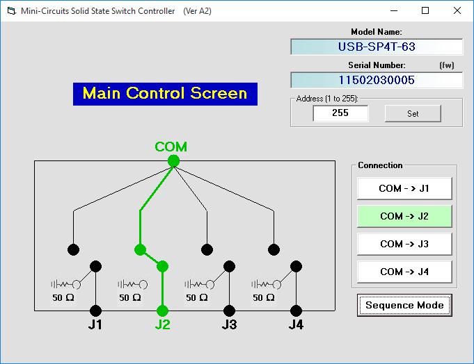 3.1.4 Once the GUI is started you can: Click on the switch setting you wish to use Use the Sequence mode to set a timed switching sequence (see section 3.