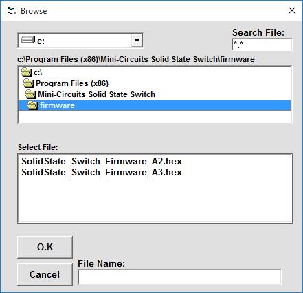 3.3.5 A browse window will open to the firmware directory under the path you selected when installing