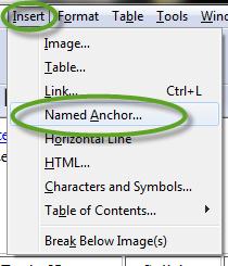 11 18. To create a named anchor, click the mouse to the spot on the page where you want the link to jump to.