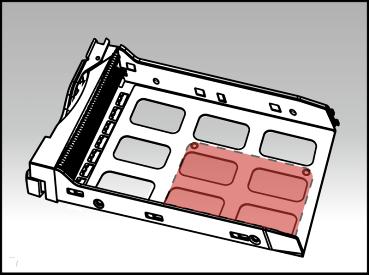 o 2.5-inch hard disks and SSD hard disks: Place the hard disk into the area of the disk tray
