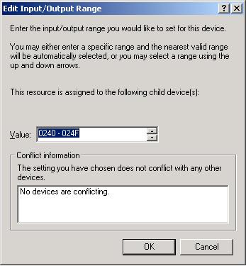 Figure 4-11 Edit Input/Output Range 17. In the Add New Hardware Wizard Properties dialog box shown in Figure 4-10.