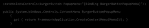 Framework Element: Burger Button Add Context menu in config.