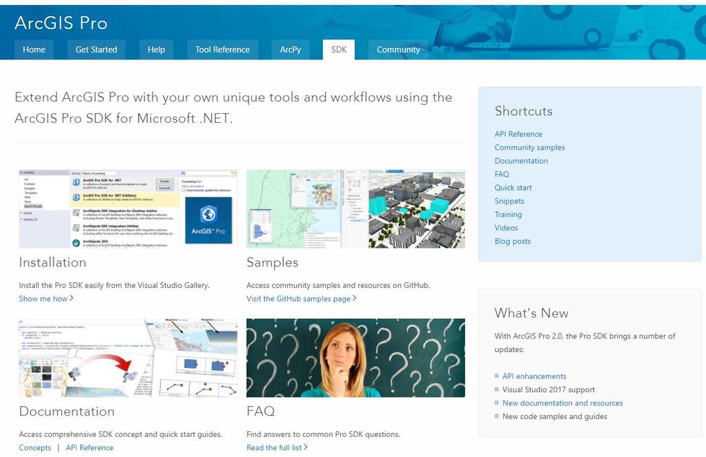 Many Pro SDK Resources SDK home page main resource page Esri Training instructor-led Esri training course