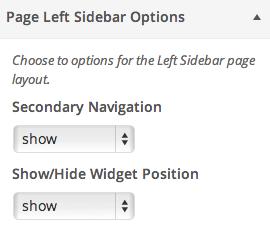 Page Left Sidebar Options Control layout options for the left sidebar of the Left Sidebar page