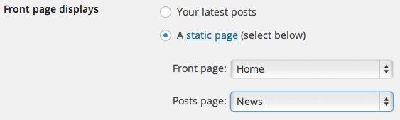 Posts page 1. Add a blank page with and give it a title. Eg. Blog or News 2. Navigate to Settings > Reading 3.