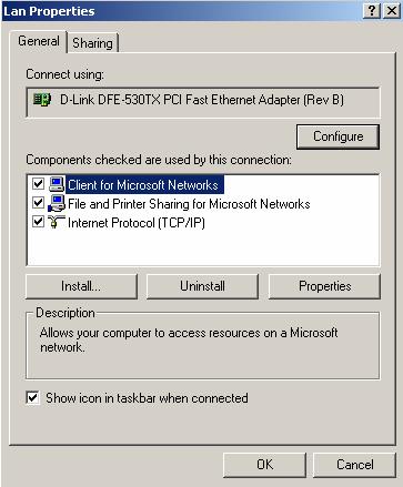 Figure 2.1: Network Configuration 3 Select the Property of the LAN card.