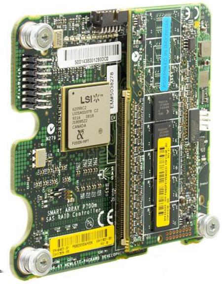 HPE Smart Array P700m Controller The P700m Controller (P700m) is a PCI-Express SAS Smart Array card that supports external shared storage for c-class enclosures.