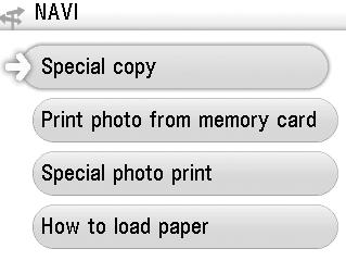 Display the Print Instruction Using the Navigation Menu When you do not know how to use the print function for the frequent use or how to refill paper, you can easily get the explanation from the