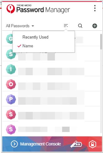 Sort You can sort your accounts to speed access. Recently Used brings those accounts to the top; and Name sorts your accounts alphabetically.