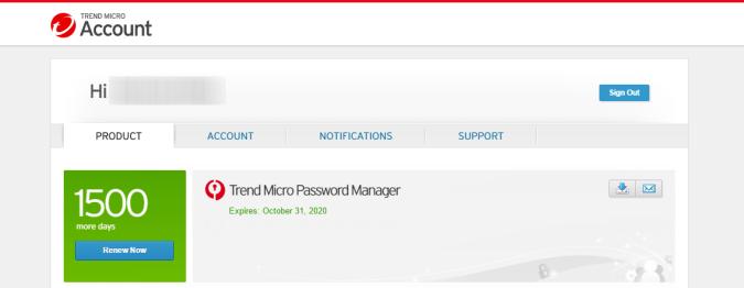 Paid users will see the days left and expiry date of their subscription, as well as any other Trend Micro software the