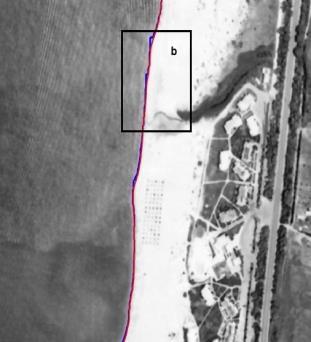 detection and active contour fitting improve the accuracy of the extracted coastline.