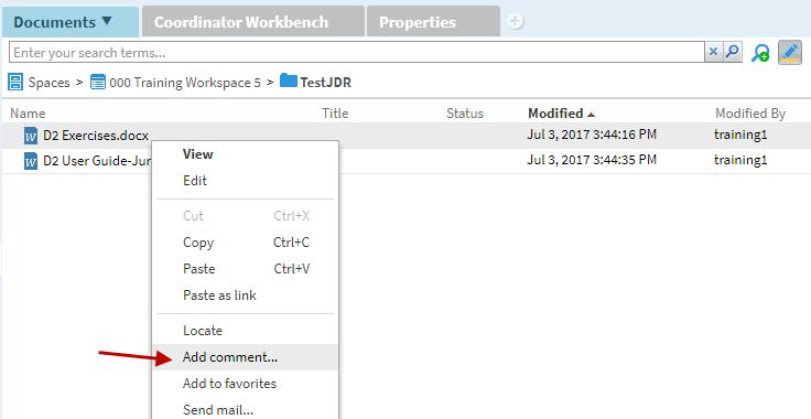 Add Comment to a File From the menu panel, you can add comments to files in your space(s). 3. Go to the space and folder where the file is located. 4. Select the file and right click on it. 5.