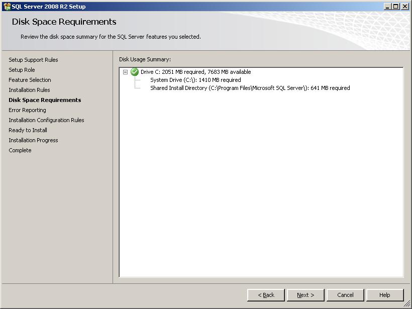 Figure 30 Disk Space Requirements dialog box 4.