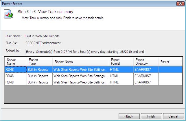 Chapter-6 Power Export Step-6:-Summary 1) This step displays the summary information of the task.