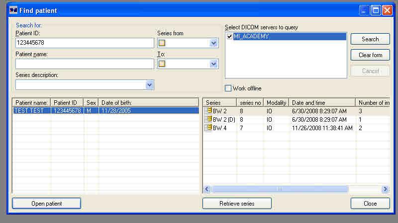 Part 2: Using Windows XP to create a MiPACS CDROM If MiPACS isn t already running, open the MiPACS viewer application. From the Find patient dialog box, enter the Patient ID and click Search.