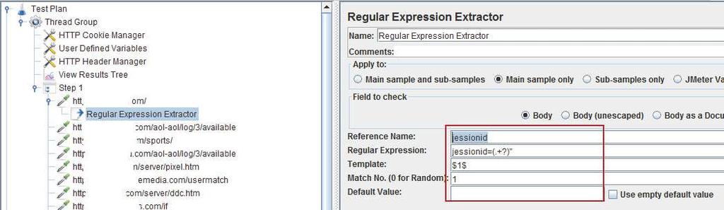 In general, the way that we solve this problem is to use a JMeter internal function called Regular Expression Extractor to obtain the value of the session ID from Response data.