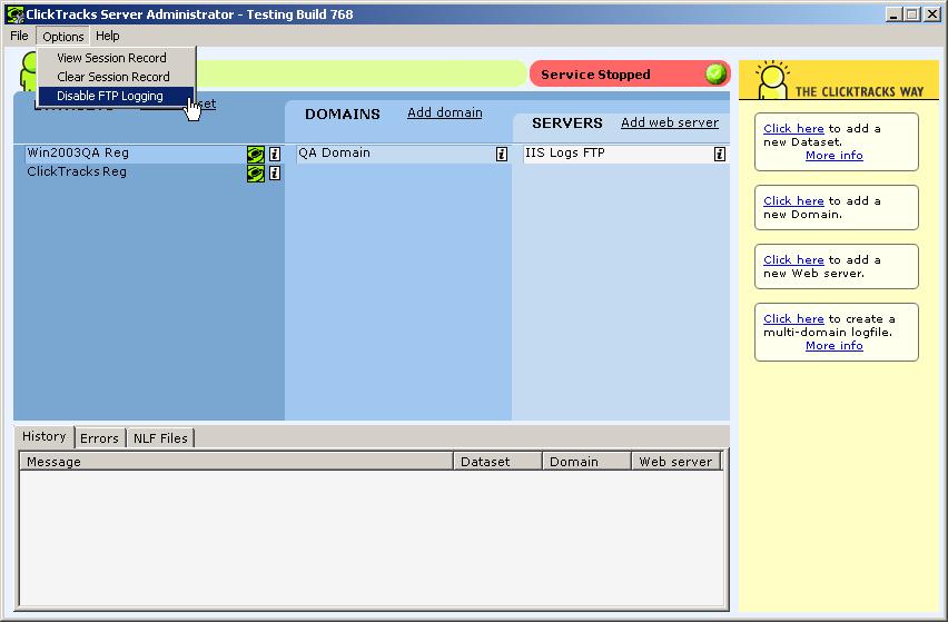 Processing Engine Administrator 3.2.2 74 Show Session Record Use the Show Session Record menu choice to view all server events for all datasets.